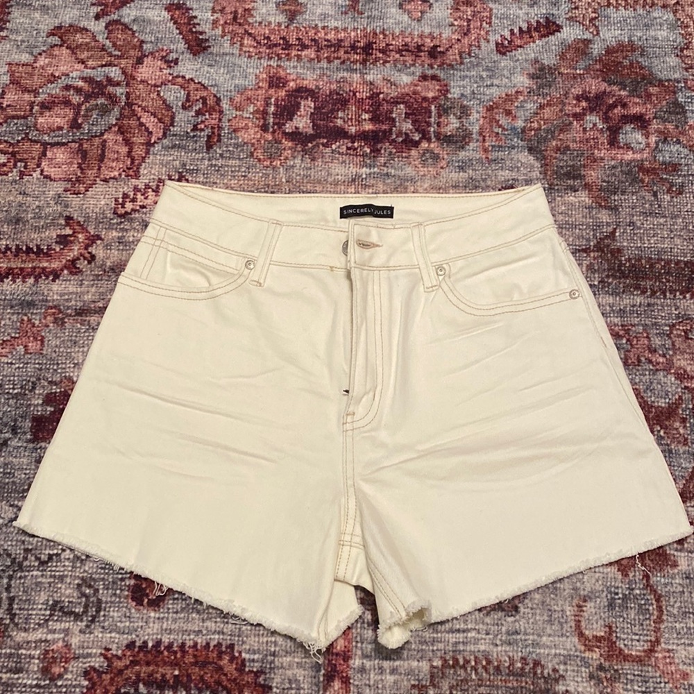 Sincerely Jules high waist cream denim shorts